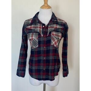 NSF Teagan Flannel Shirt Western Plaid Cotton Shirt L/S Snaps Size Small NWT